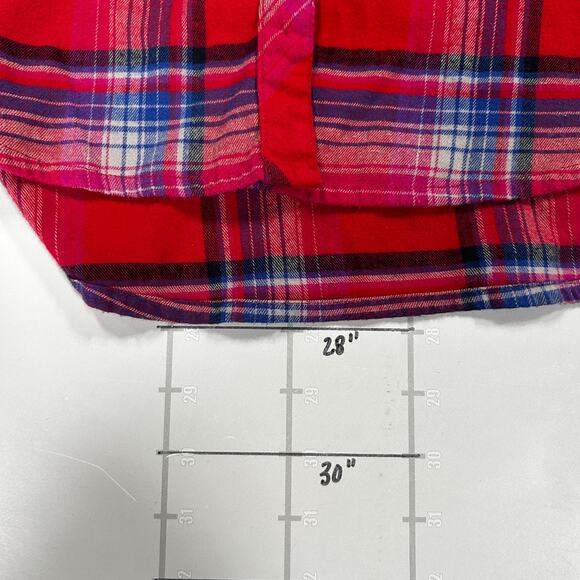 Orvis Flannel Shirt Womens S Red Plaid Oversized Light Button Up Outdoors - Picture 9 of 16